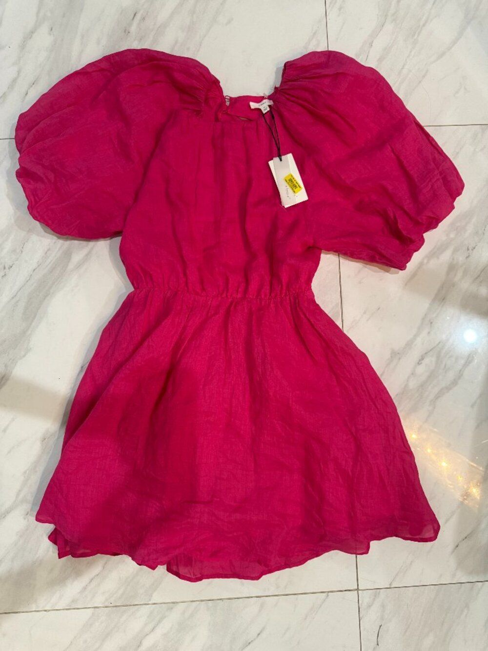 NWT A Loves A Pink Organza Puff Sleeve Mini Dress Medium M Balloon Sleeve Barbie - Picture 3 of 12